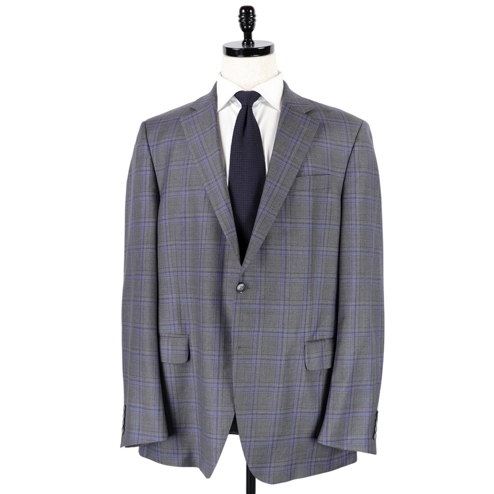 Peter Millar Blazer Size 44T Gray Blue Checks Wool Sport Coat 2-Button Canada